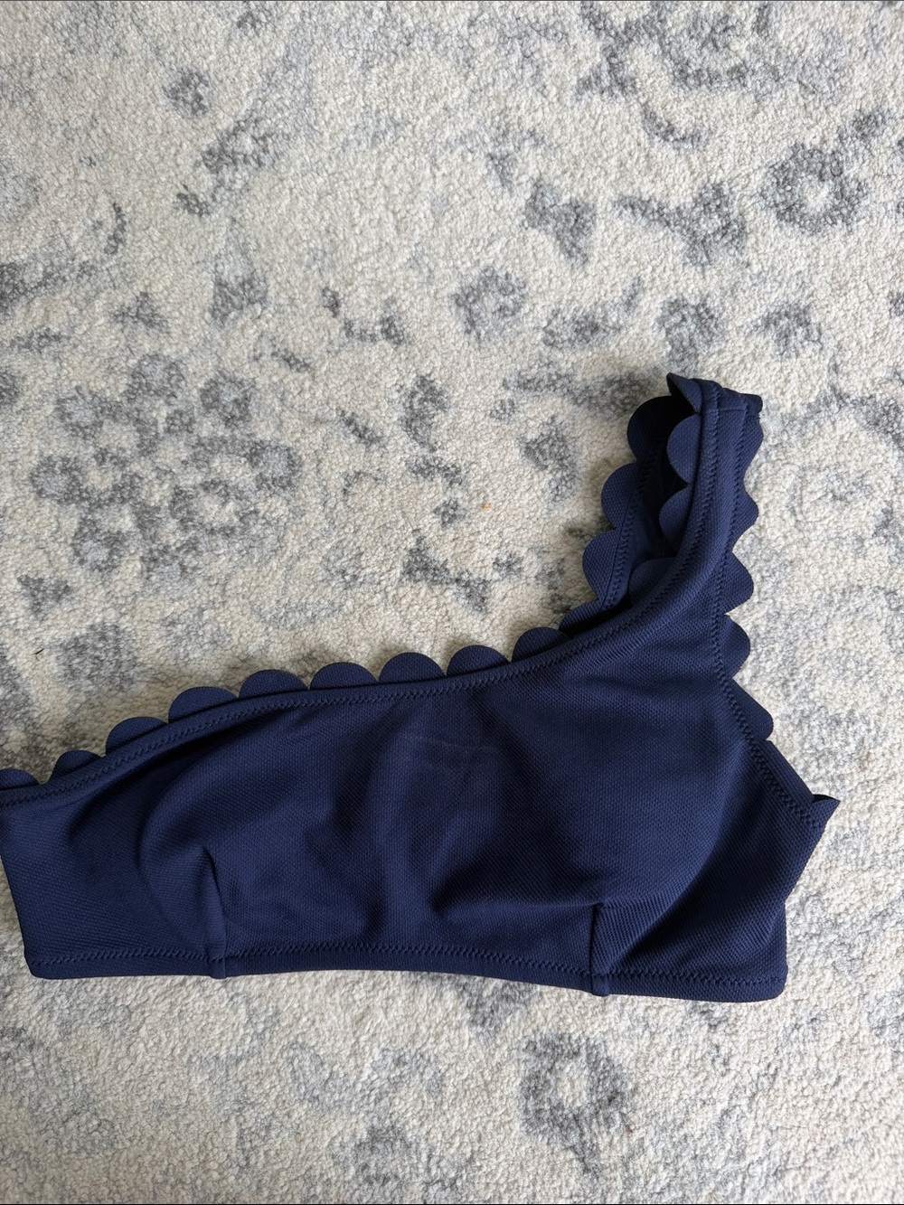 Navy Scallop One-Shoulder Bikini Top